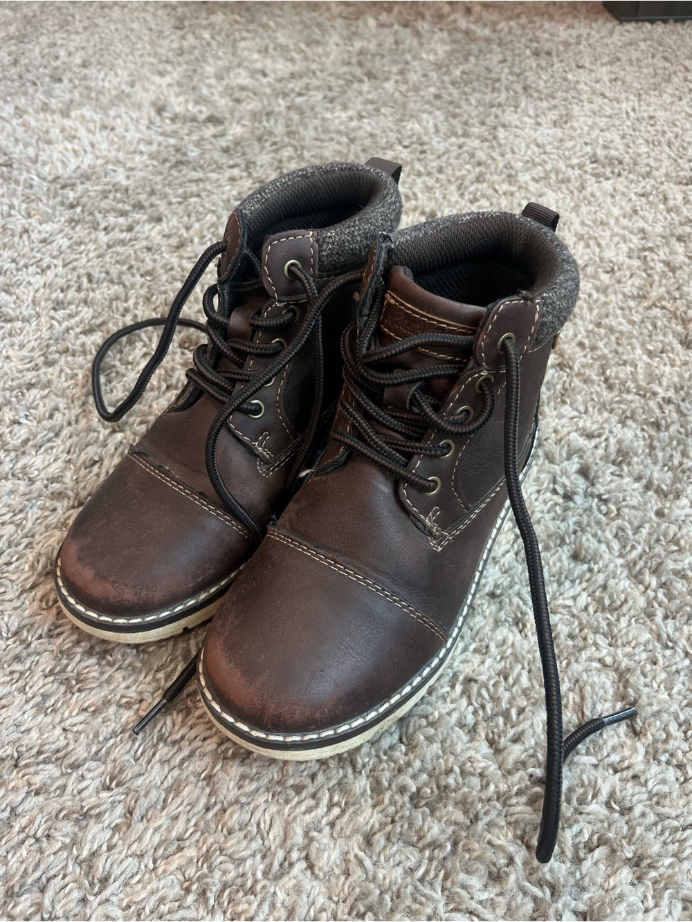 Eddie Bauer Dark Brown Lace-Up Kids Ankle Boots